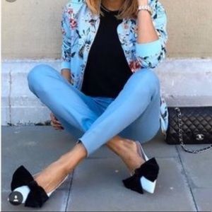 Sold ! Zara Velvet Bow Kitten Heel Mules